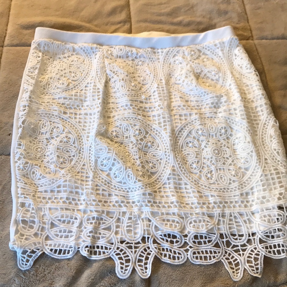 White Lace Pencil Skirt